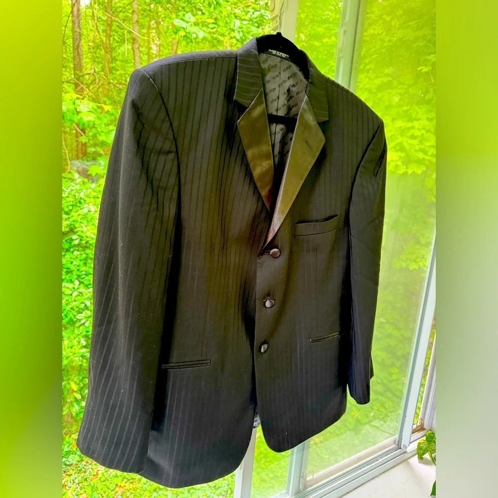 After Six Men’s 42S Formal 3Button Black Blazer 100% Horsted Wool, single breast